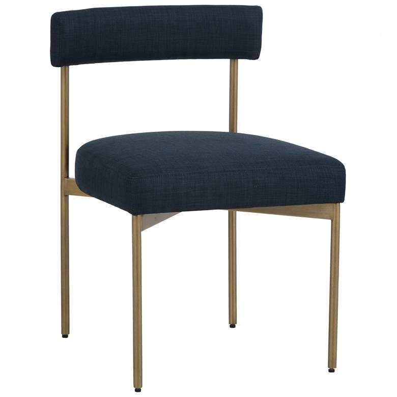 Image 1 Sunpan Seneca Dining Chair Antique Brass Arena Navy Set of 2