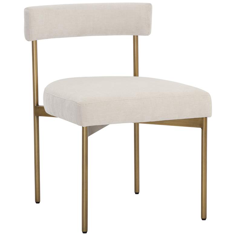 Image 2 Sunpan Seneca Dining Chair Antique Brass Danny Ivory Set of 2