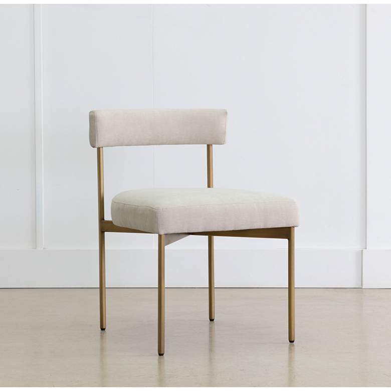 Image 1 Sunpan Seneca Dining Chair Antique Brass Danny Ivory Set of 2