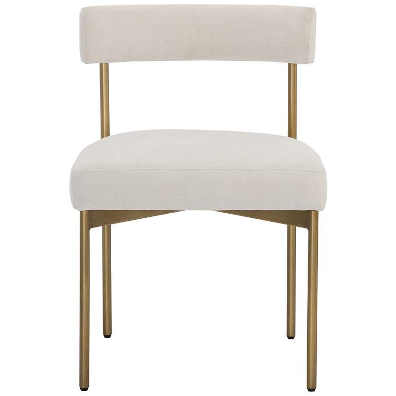 Image 3 Sunpan Seneca Dining Chair Antique Brass Danny Ivory Set of 2 more views