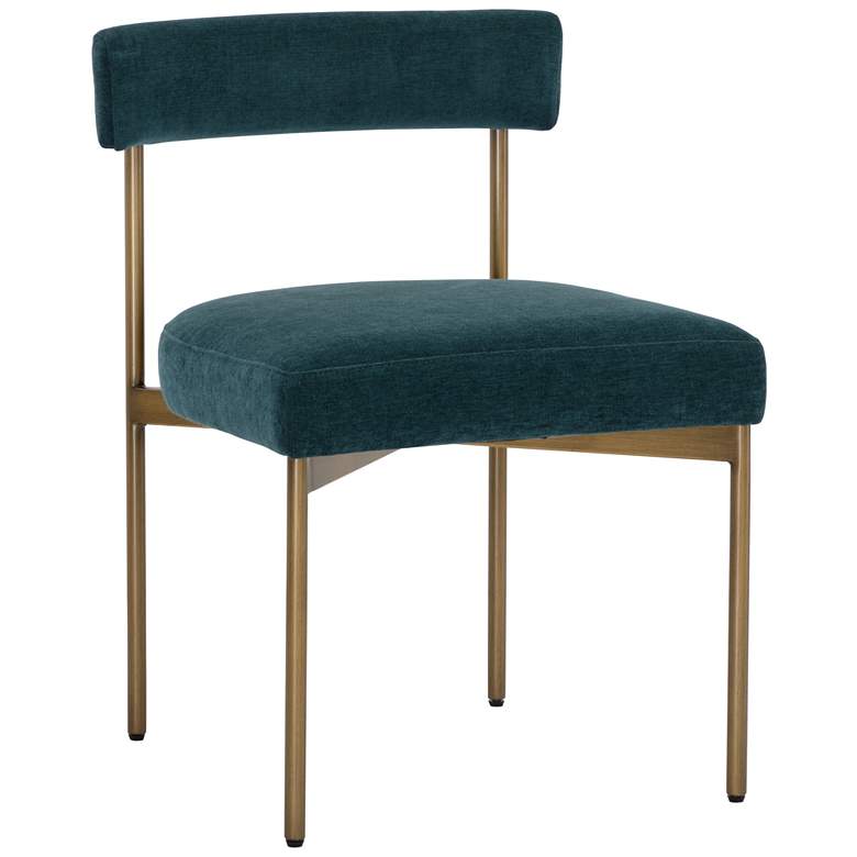 Image 1 Sunpan Seneca Dining Chair Antique Brass Danny Teal Set of 2