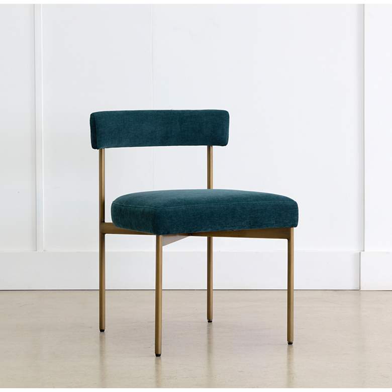 Image 1 Sunpan Seneca Dining Chair Antique Brass Danny Teal Set of 2