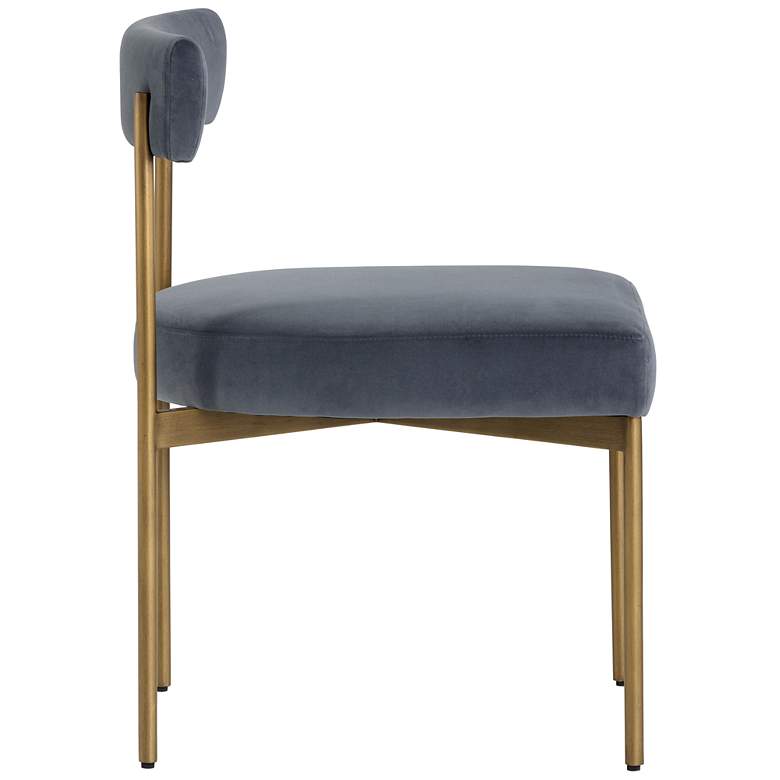 Image 3 Sunpan Seneca Dining Chair Antique Brass Velvet Slate Set of 2 more views