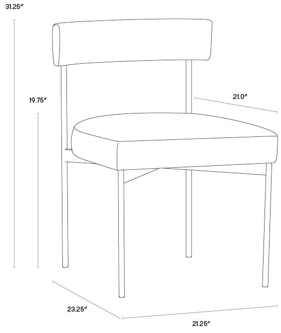 Sunpan Seneca Dining Chair Antique Brass Velvet Slate Set of 2