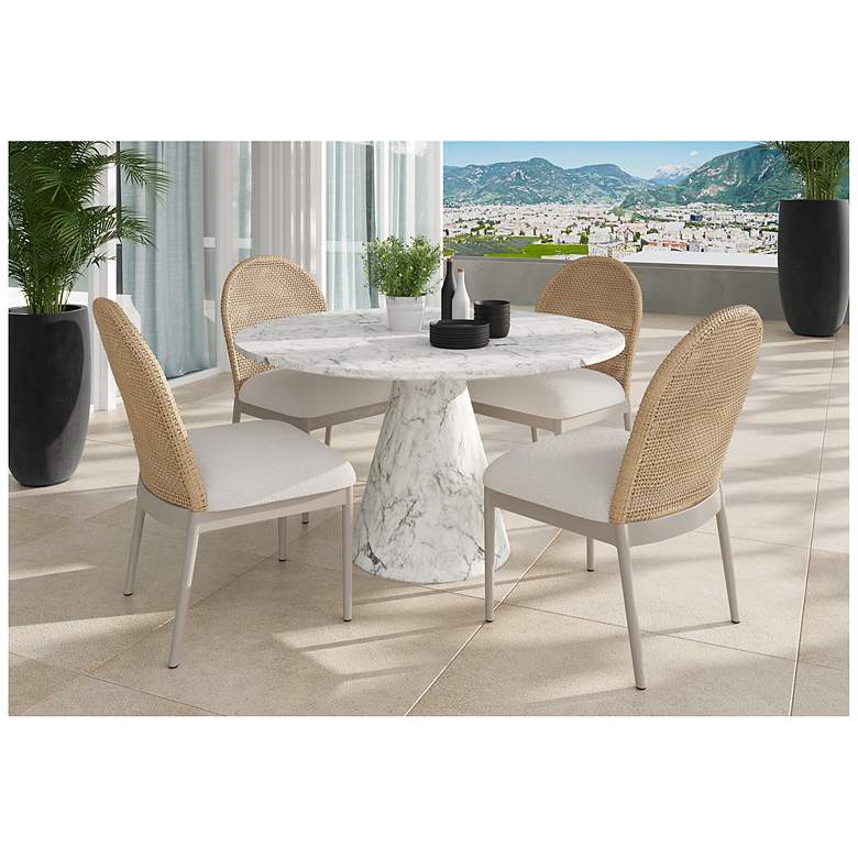 Image 3 Sunpan Shelburne Dining Table Marble Look White 47" more views