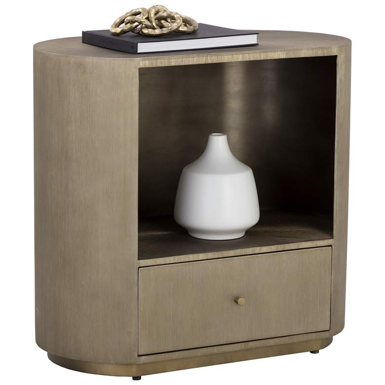 Image 1 Sunpan Siena Nightstand Oval Antique Brass