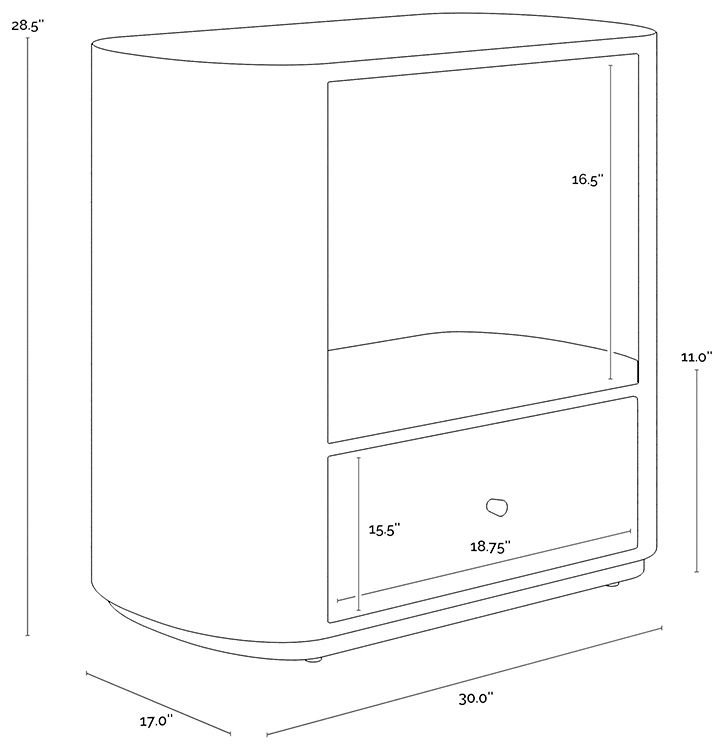 Sunpan Siena Nightstand Oval Antique Brass