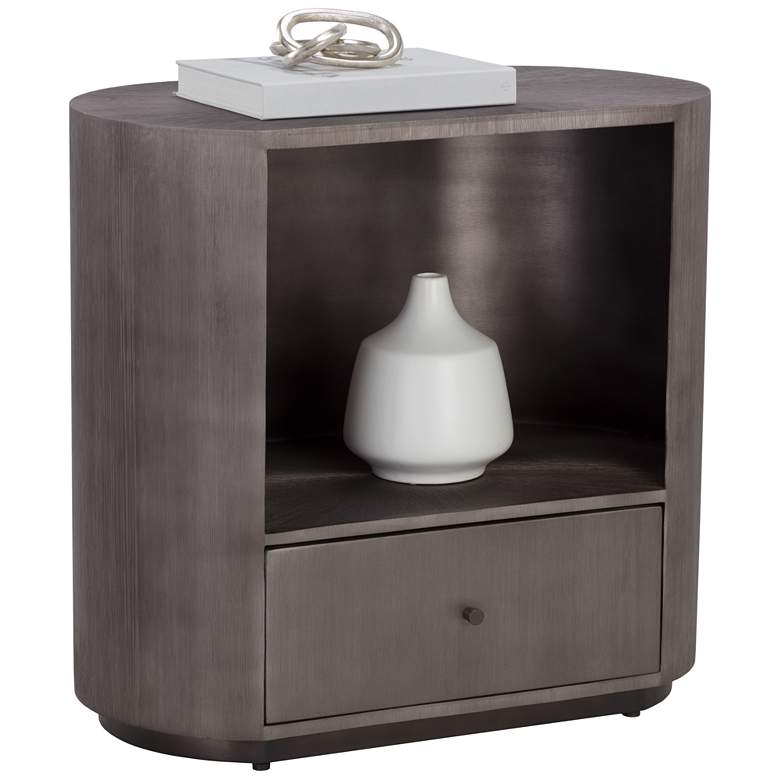 Image 1 Sunpan Siena Nightstand Oval Gunmetal