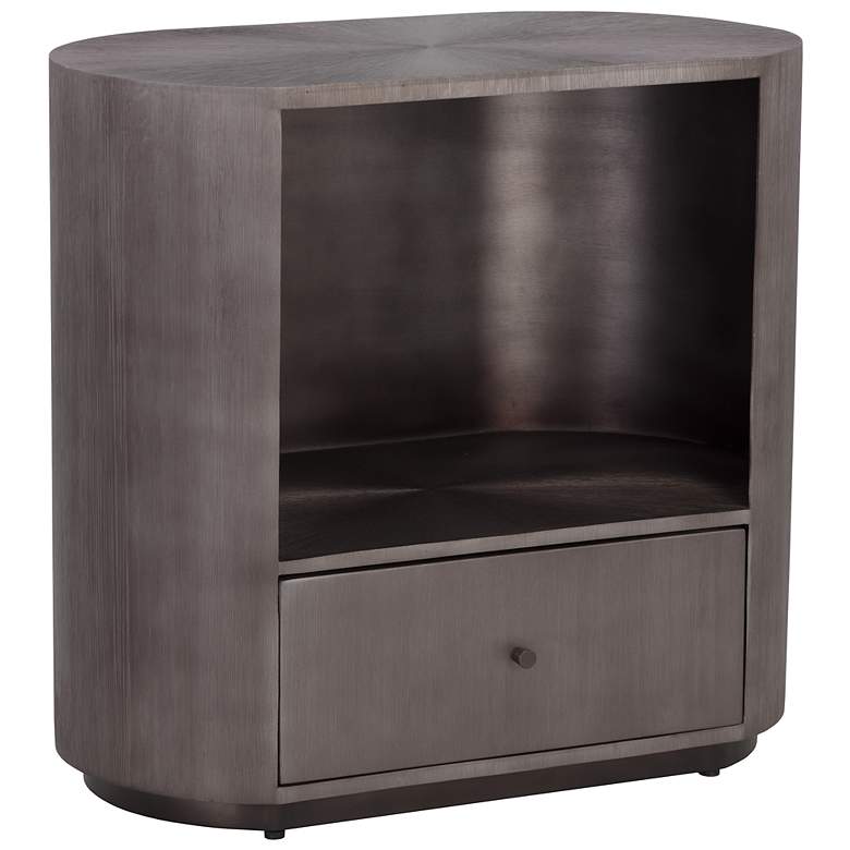 Image 2 Sunpan Siena Nightstand Oval Gunmetal more views