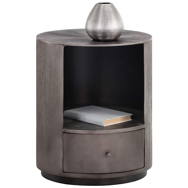 Image 1 Sunpan Siena Nightstand Round Gunmetal