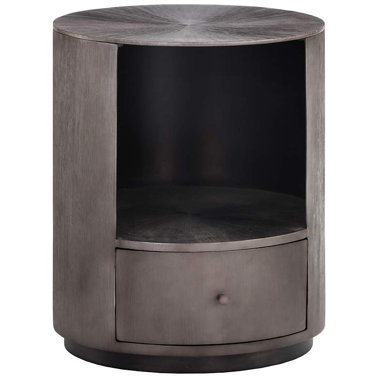 Image 2 Sunpan Siena Nightstand Round Gunmetal more views