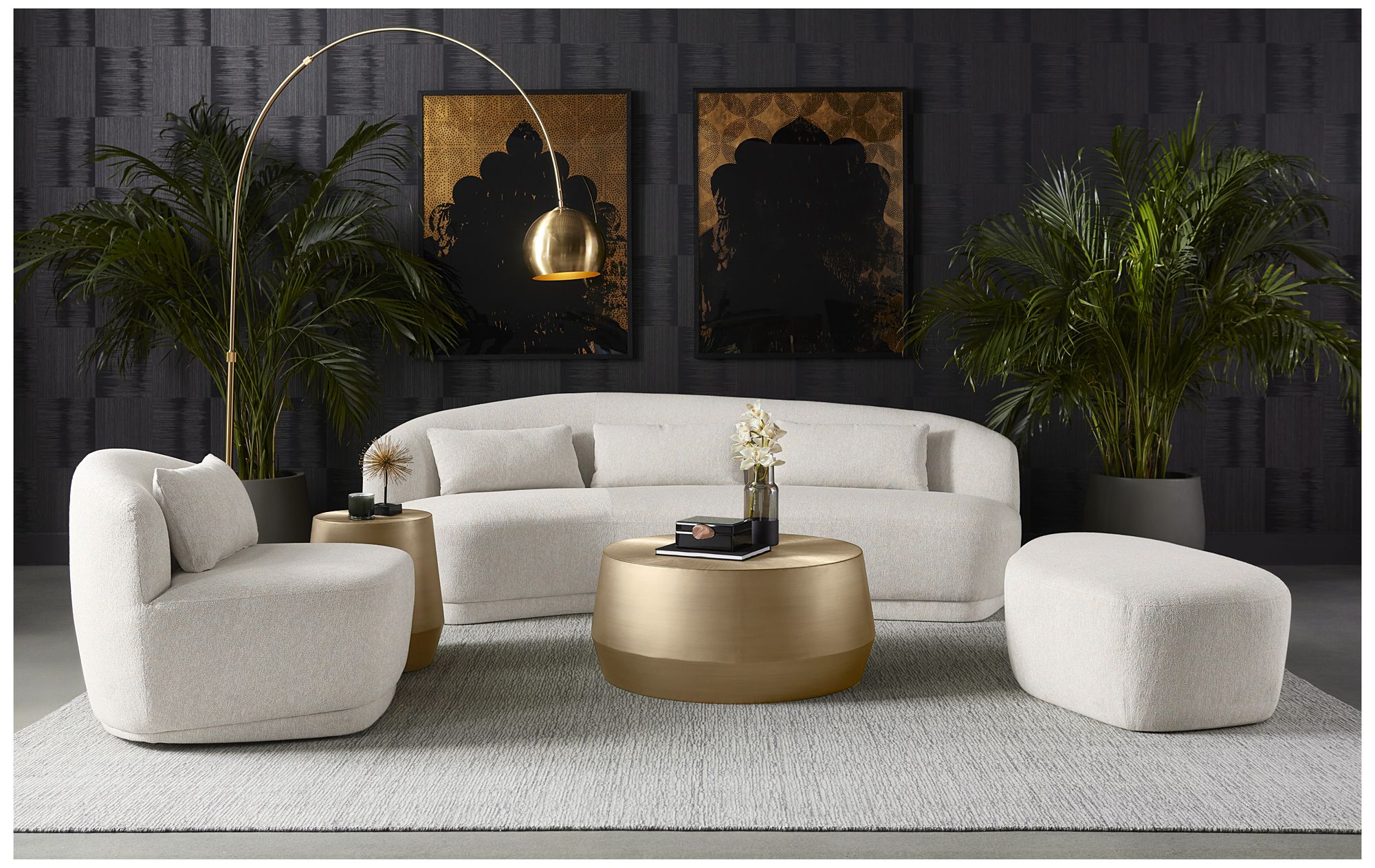 Image 5 Sunpan Soraya Ottoman Dove Cream more views