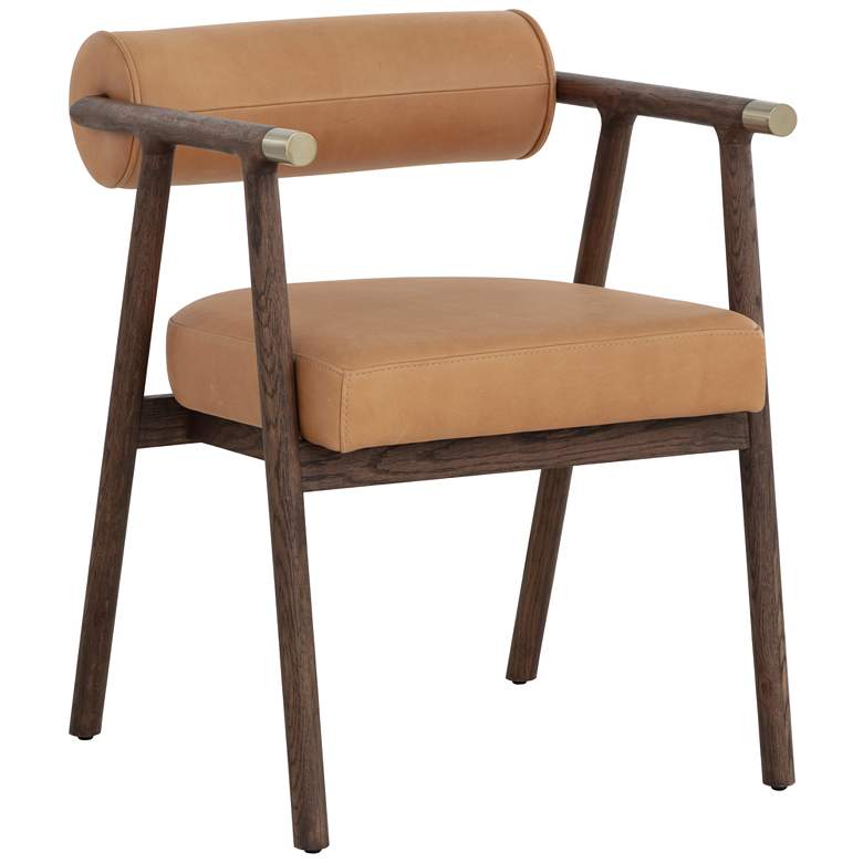 Image 1 Sunpan Sova Dining Armchair Antique Brown Sahara Camel Leather