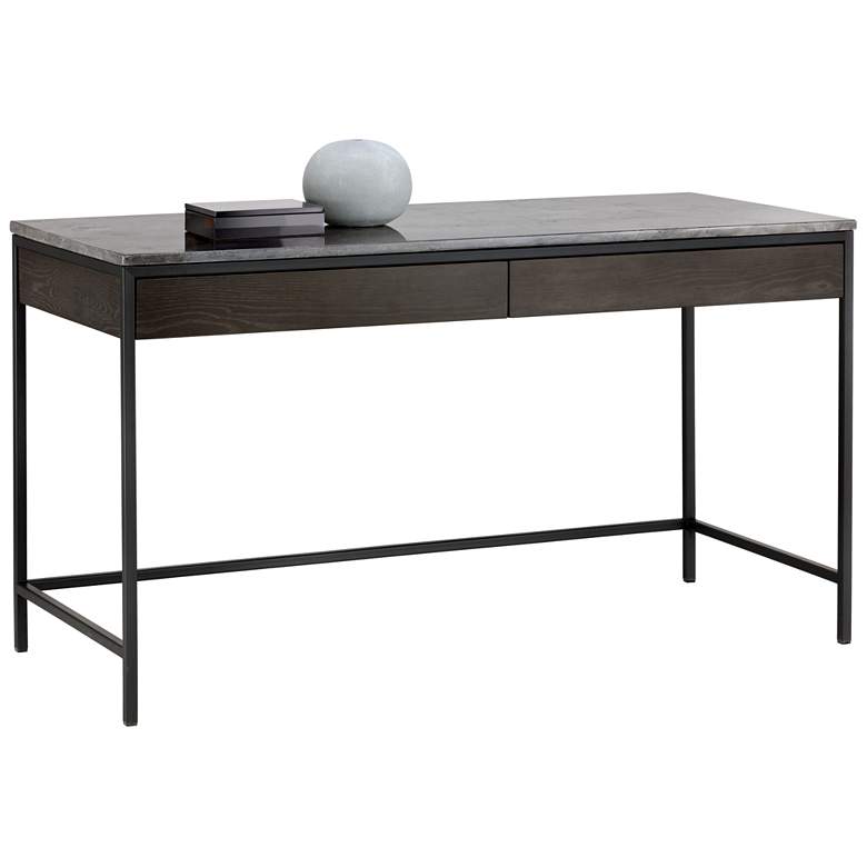 Image 1 Sunpan Stamos Desk Black Gray Marble and Charcoal Gray