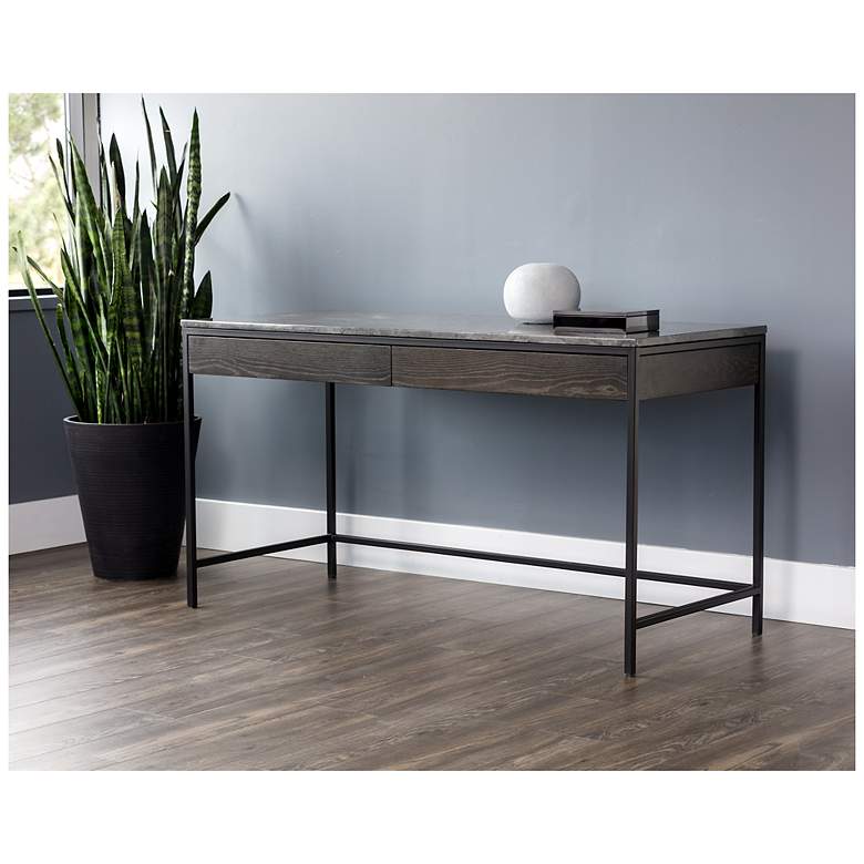 Image 4 Sunpan Stamos Desk Black Gray Marble and Charcoal Gray more views