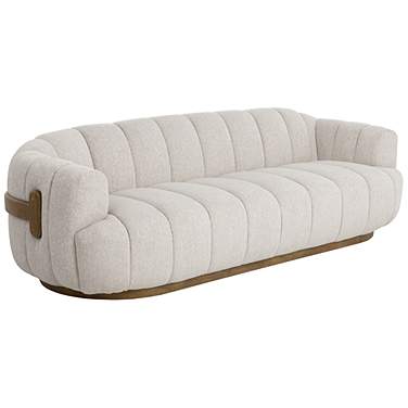 Sunpan Tadeo 96 1/2" Brown Wood with Dove Cream Fabric Modern Sofa