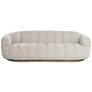 2_Sunpan Tadeo 96 1/2" Brown Wood with Dove Cream Fabric Modern Sofa more views