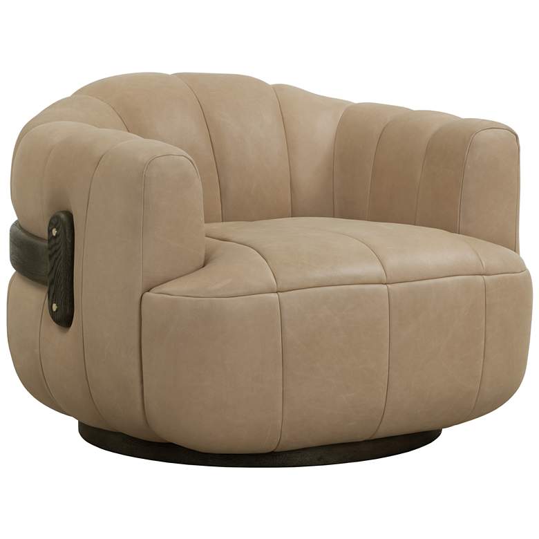Image 1 Sunpan Tadeo Swivel Armchair Dark Brown Sahara Sand Leather