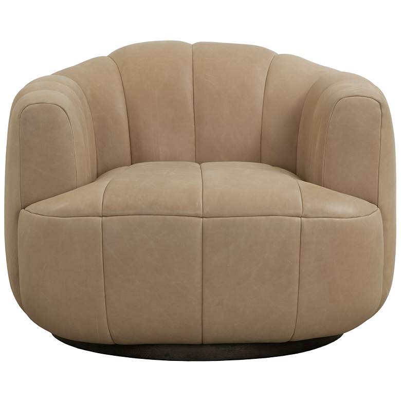 Image 2 Sunpan Tadeo Swivel Armchair Dark Brown Sahara Sand Leather more views