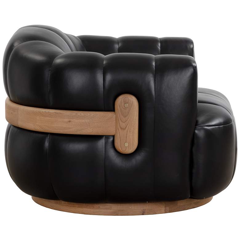 Image 3 Sunpan Tadeo Swivel Armchair Rustic Oak Vintage Black Night Leather more views