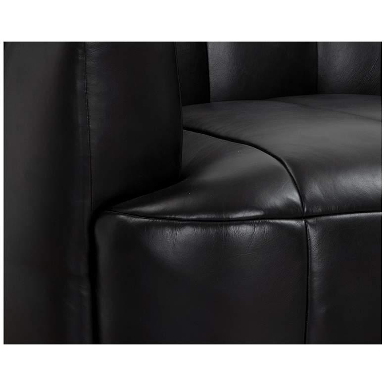 Image 5 Sunpan Tadeo Swivel Armchair Rustic Oak Vintage Black Night Leather more views