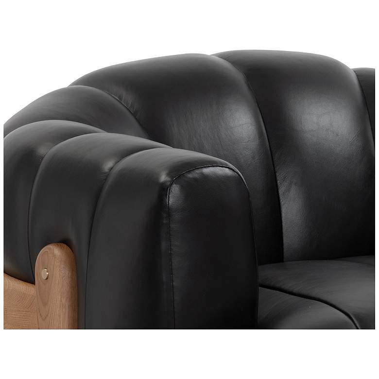 Image 6 Sunpan Tadeo Swivel Armchair Rustic Oak Vintage Black Night Leather more views