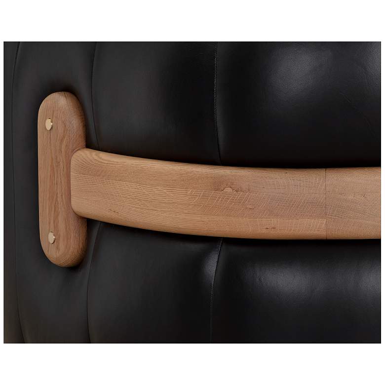 Image 7 Sunpan Tadeo Swivel Armchair Rustic Oak Vintage Black Night Leather more views