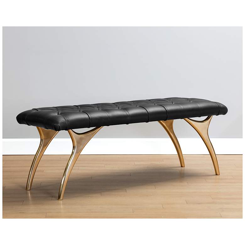 Image 3 Sunpan Taylen Bench Black Leather more views