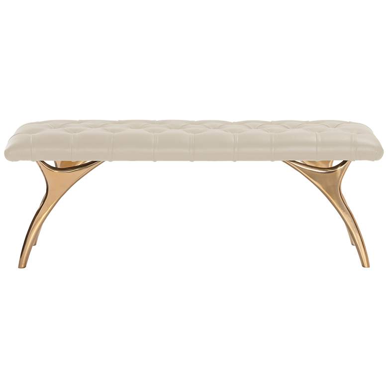 Image 2 Sunpan Taylen Bench Cream Leather more views