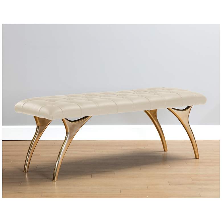 Image 3 Sunpan Taylen Bench Cream Leather more views