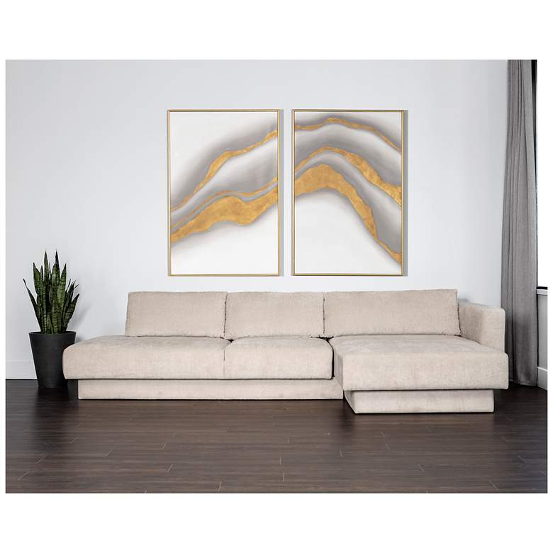 Image 3 Sunpan Tecoma 129 1/2" Wide Danny Cream Fabric Modern Chaise Sofa more views