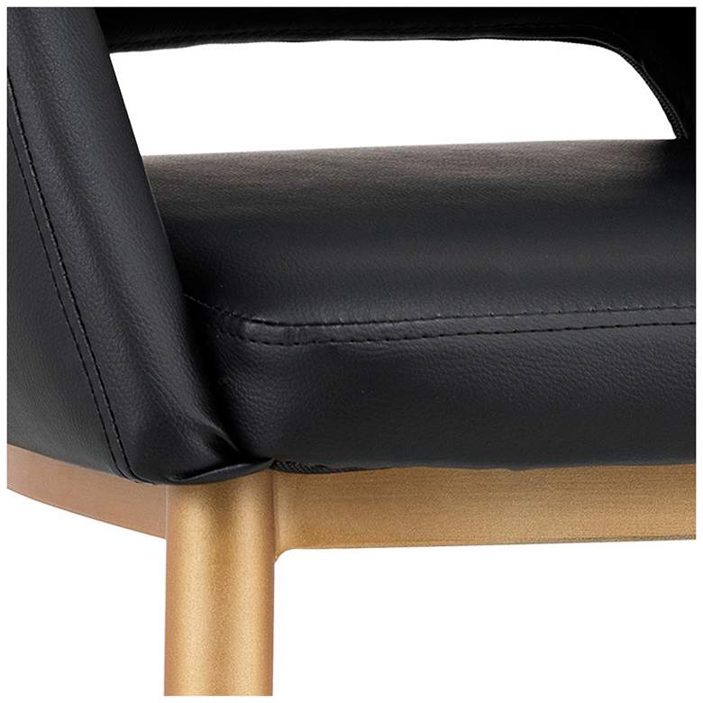 Image 3 Sunpan Thatcher Black Faux Leather Antique Brass Modern Dining Chair more views