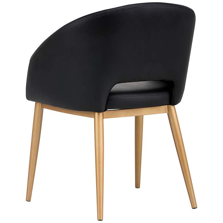 Image 4 Sunpan Thatcher Black Faux Leather Antique Brass Modern Dining Chair more views