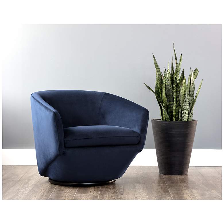 Image 1 Sunpan Treviso Swivel Lounge Chair Metropolis Blue