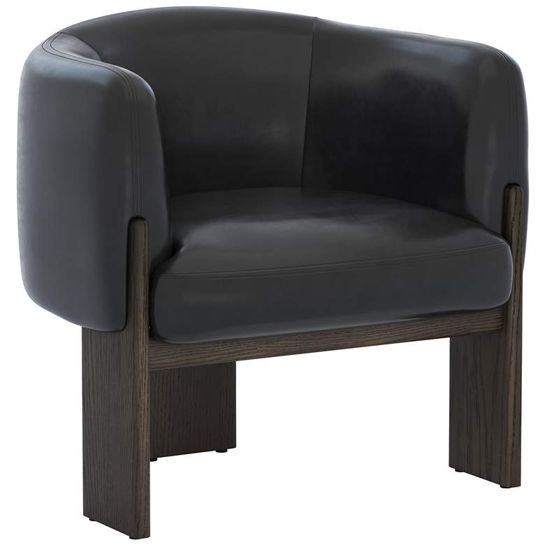 Image 1 Sunpan Trine Lounge Chair Dark Brown Vintage Black Night Leather
