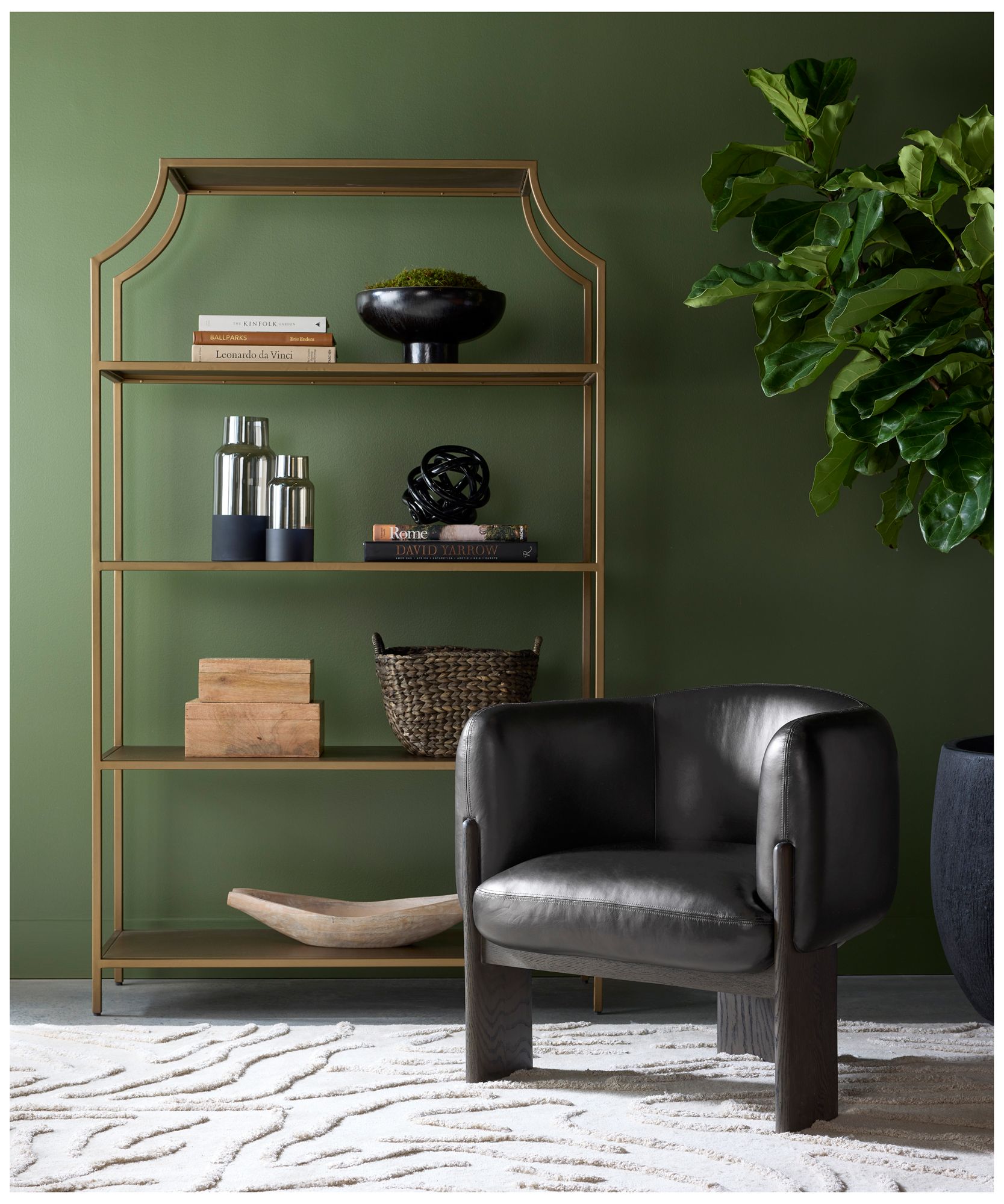 Sunpan Trine Lounge Chair Dark Brown Vintage Black Night Leather