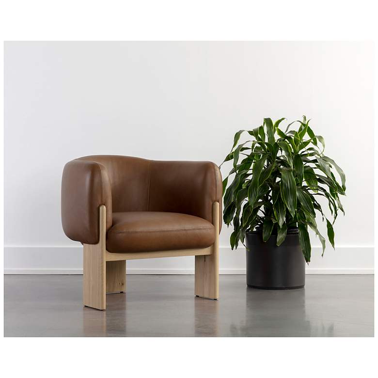 Image 1 Sunpan Trine Lounge Chair Rustic Oak Vintage Camel Leather