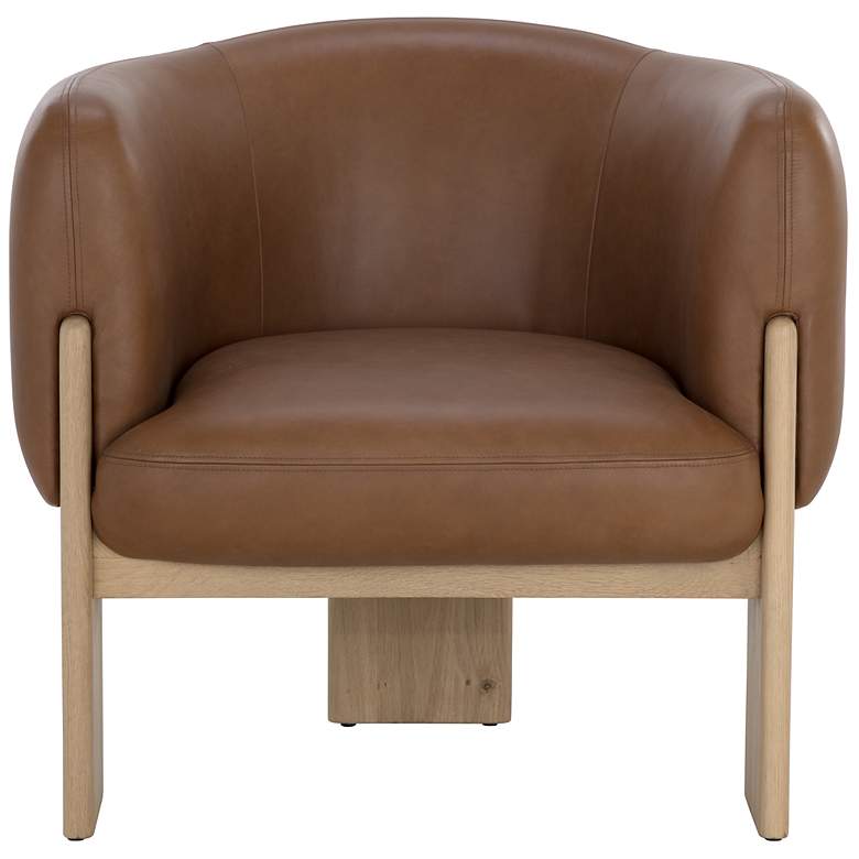 Image 3 Sunpan Trine Lounge Chair Rustic Oak Vintage Camel Leather more views