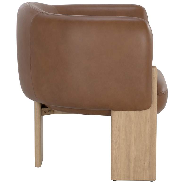 Image 4 Sunpan Trine Lounge Chair Rustic Oak Vintage Camel Leather more views