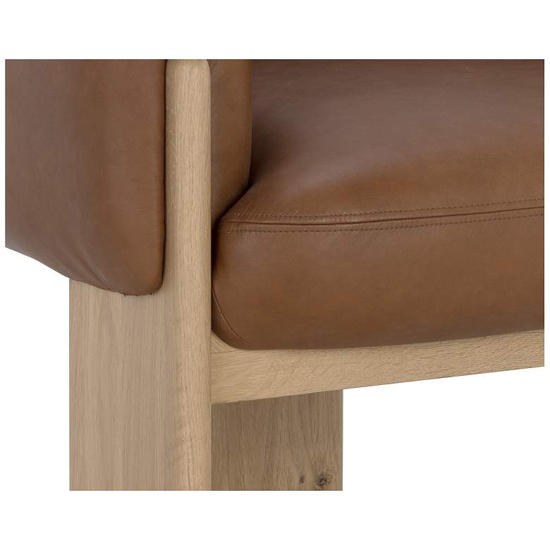 Image 6 Sunpan Trine Lounge Chair Rustic Oak Vintage Camel Leather more views