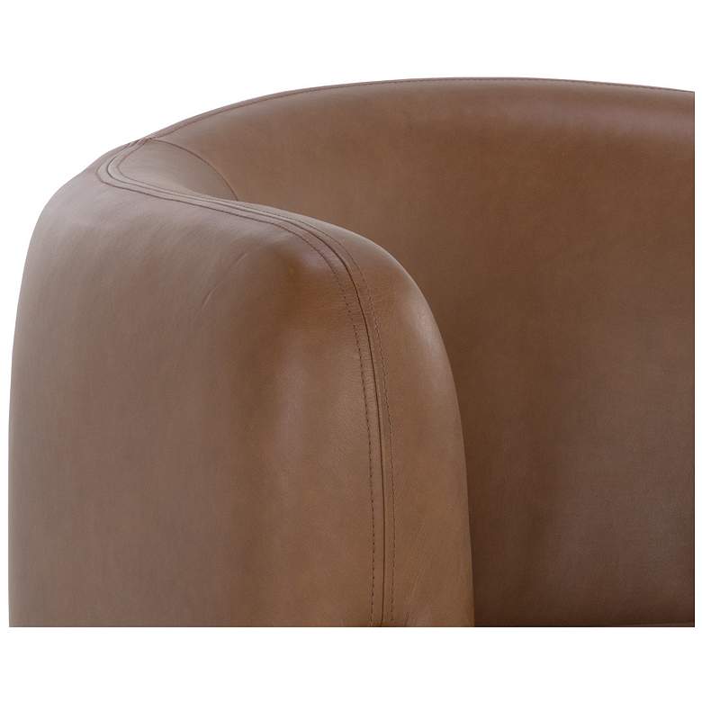 Image 7 Sunpan Trine Lounge Chair Rustic Oak Vintage Camel Leather more views