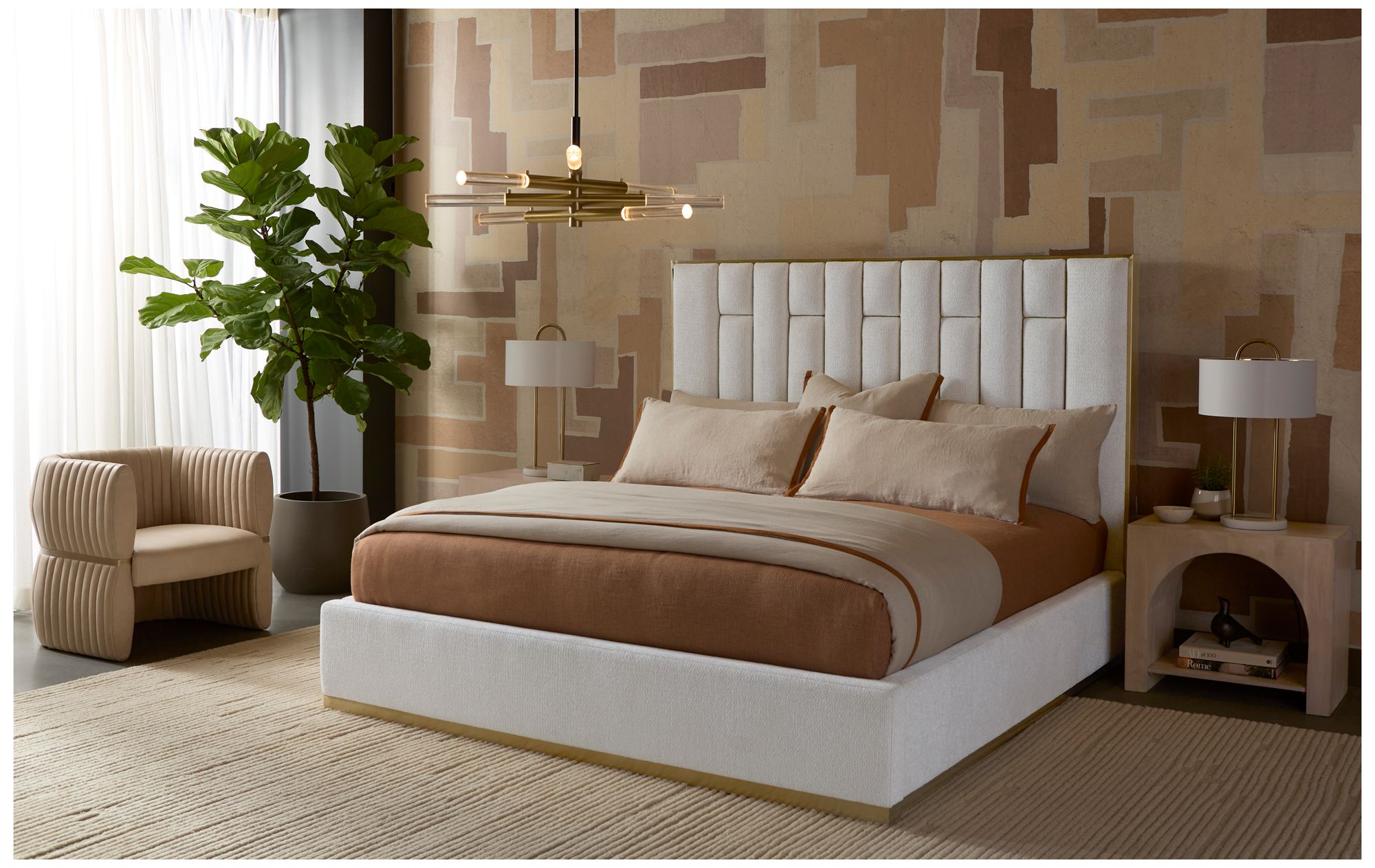 Sunpan Tryor Lounge Chair Sahara Sand Leather