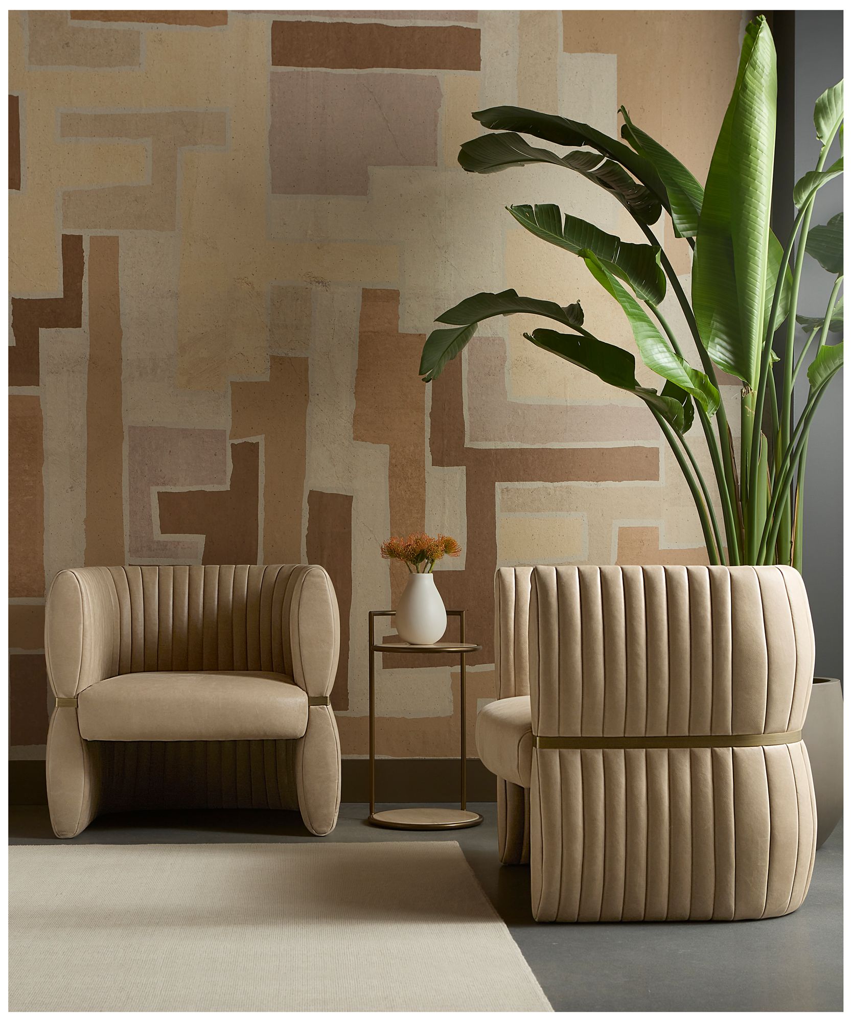 Sunpan Tryor Lounge Chair Sahara Sand Leather