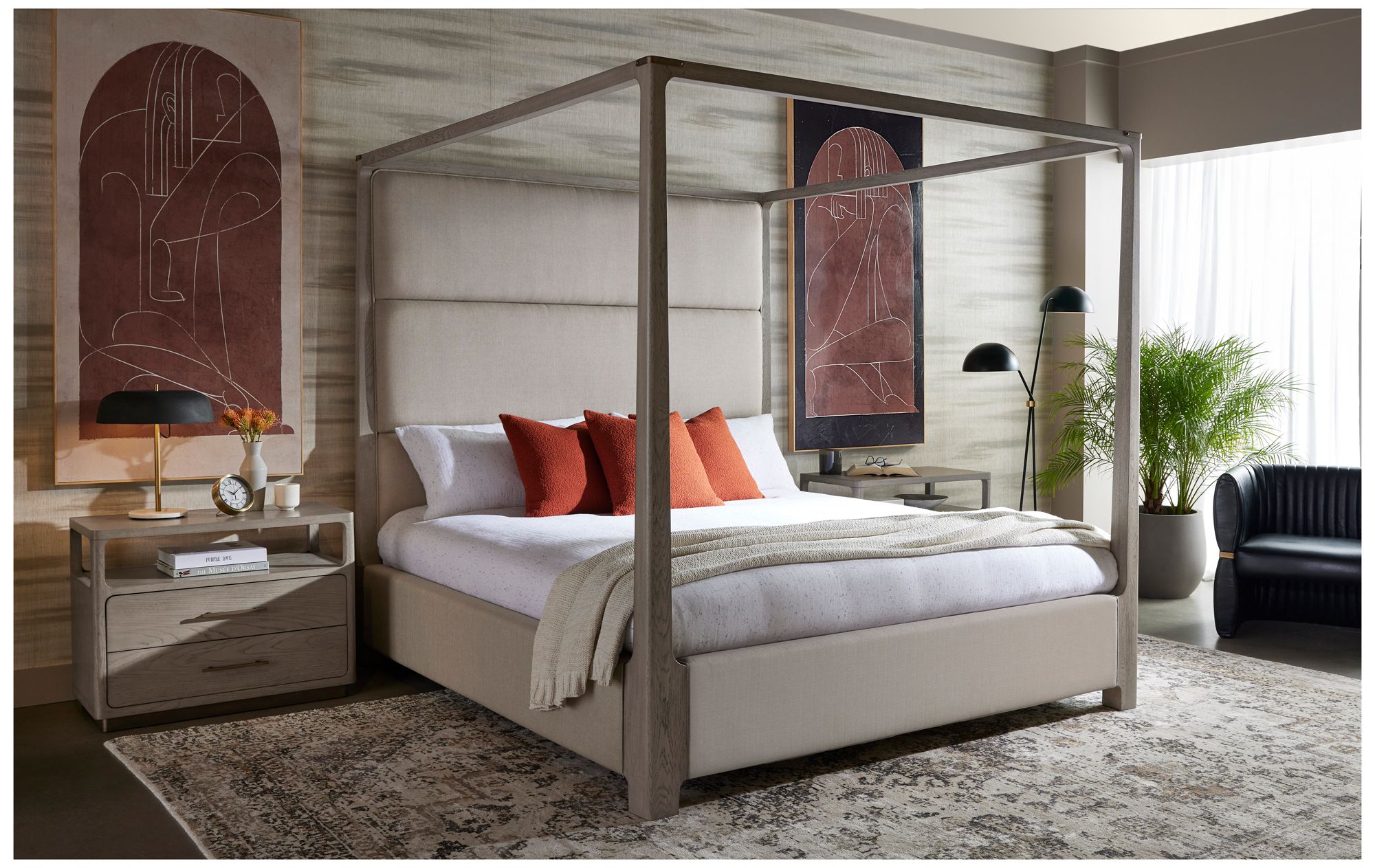 Sunpan Tryor Lounge Chair Vintage Black Night Leather