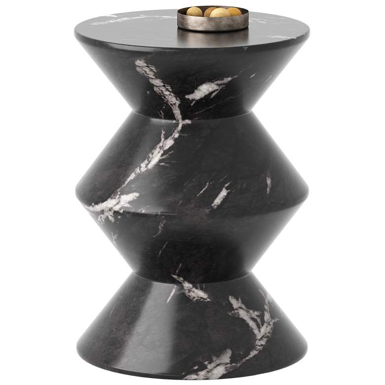 Image 1 Sunpan Union End Table Marble Look Black