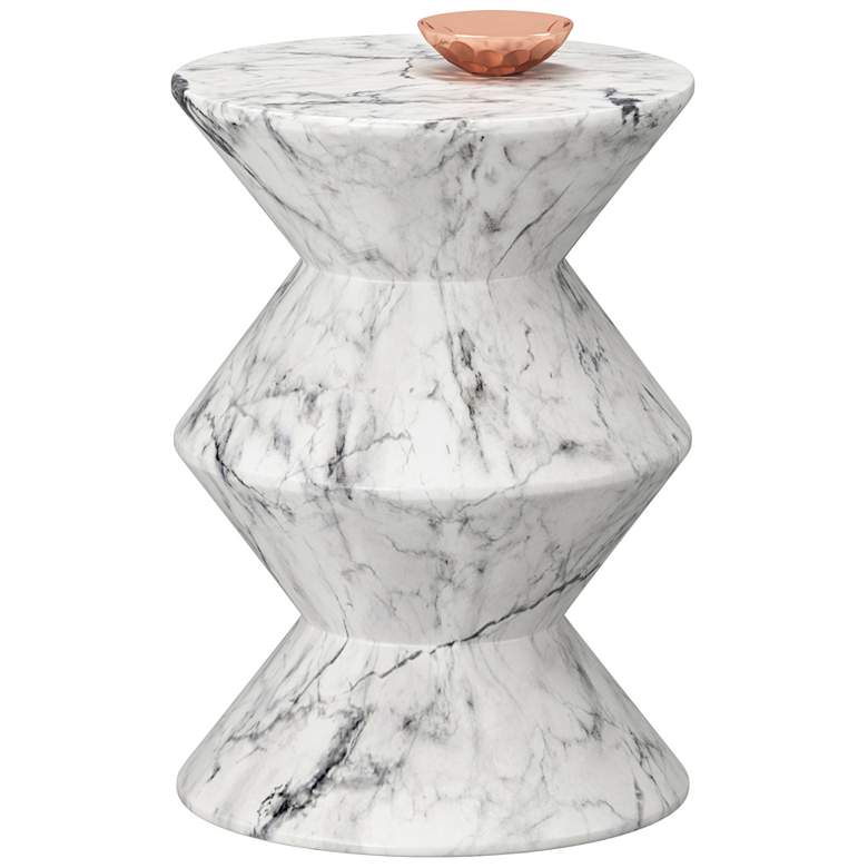 Image 1 Sunpan Union End Table Marble Look White