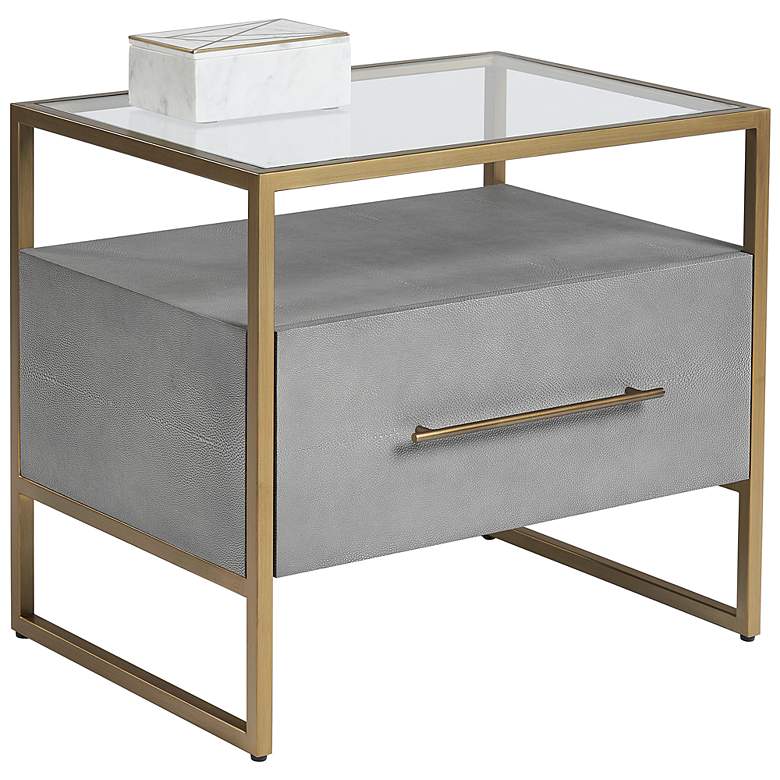 Image 2 Sunpan Venice Nightstand Gray Shagreen more views