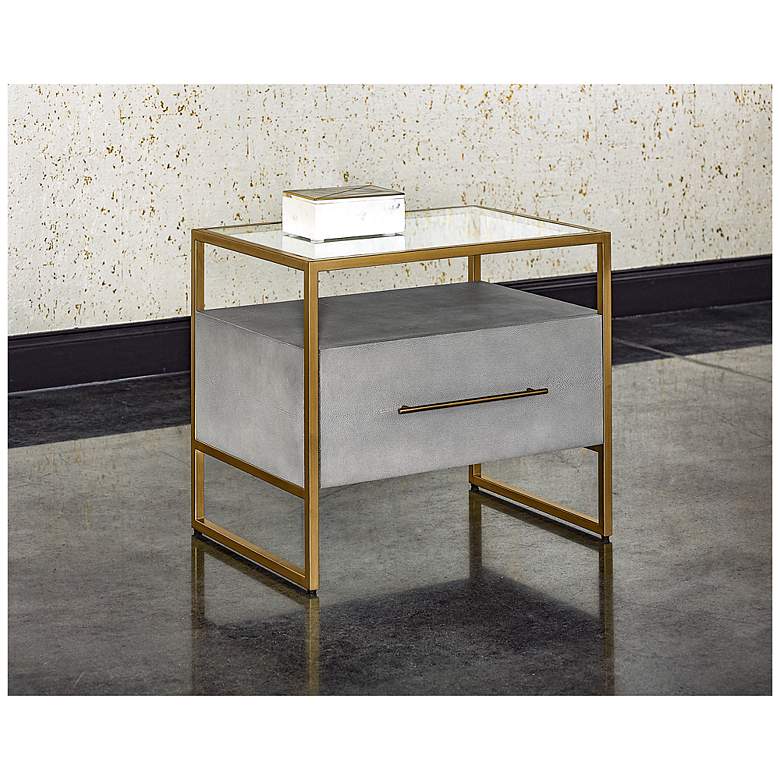 Image 4 Sunpan Venice Nightstand Gray Shagreen more views