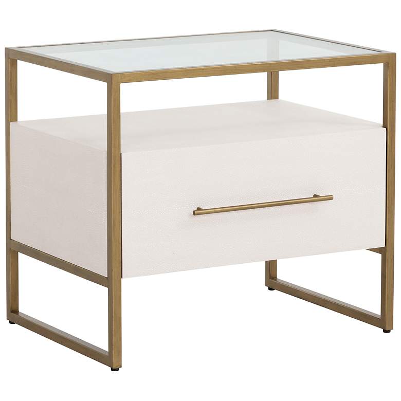 Image 2 Sunpan Venice Nightstand Oyster Shagreen more views
