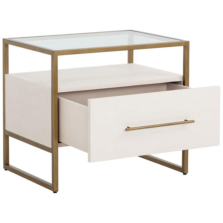Image 3 Sunpan Venice Nightstand Oyster Shagreen more views